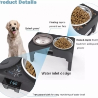 Bol dublu hrana si apa pentru animale de companie, cu suport ajustabil, negru Vivo SY-097